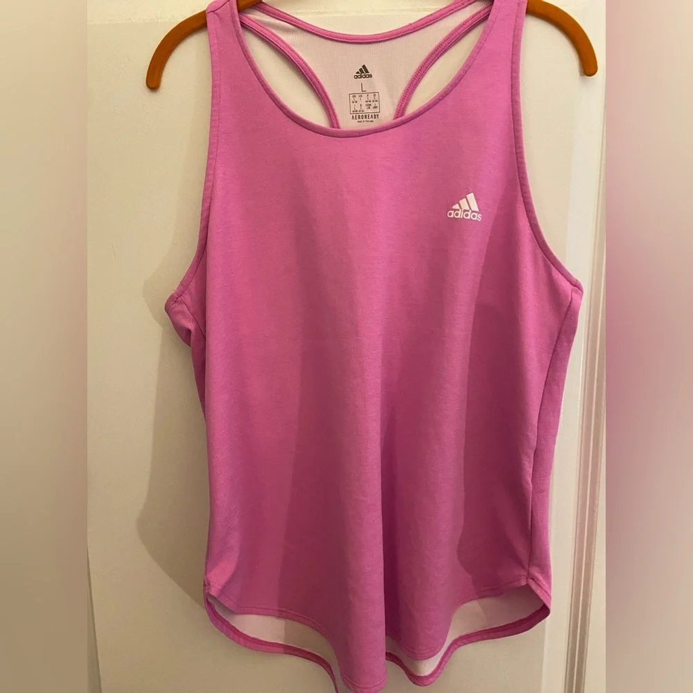 Adidas Aeroready Racer Back Logo Tank Top. Size Large EUC - Picture 2 of 6